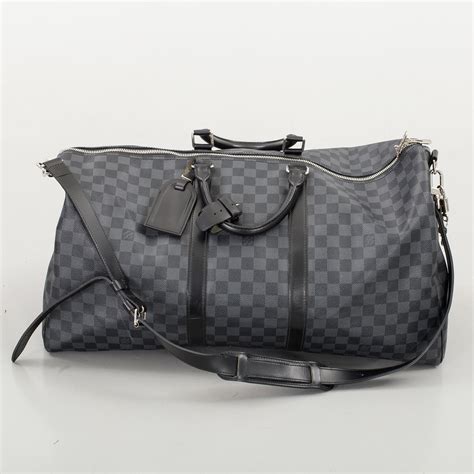 louis vuitton keepall bandouliere damier graphite 55 black gray|louis vuitton keepall 55 size.